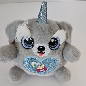 Gray and Blue Stuffed Unicorn Dog Toy